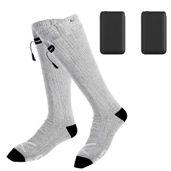 

sports socks winter warm electric heating with power bank for skiing, Black