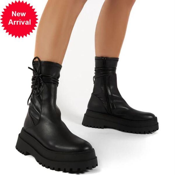 

2021 the new big size 43 new ankle piece heels fight fashion boots female shoes, Black