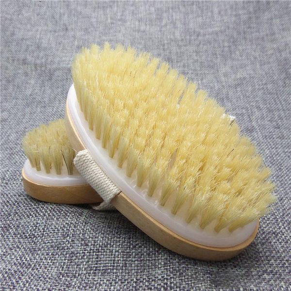 

bath dry wooden natural skin soft shower bristle spa body brush without handle dhl free