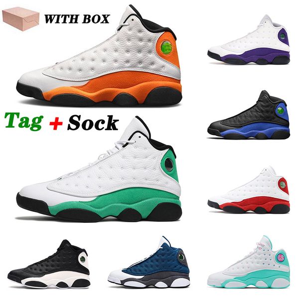 

wholesale 2021 basketball shoes 13 13s starfish lucky green mens womens black cat retro fashion trainers athletic sneakers 36-47, White;red