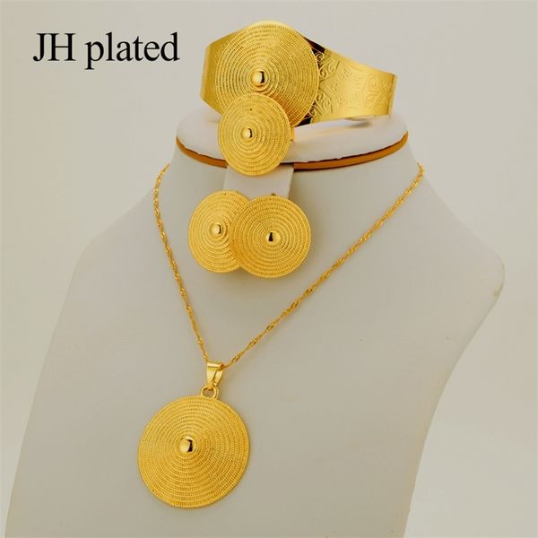 

sets gifts for woman fashion african dubai gold color jewelry set french necklace earrings bridal collares jewellery 201222, Slivery;crystal