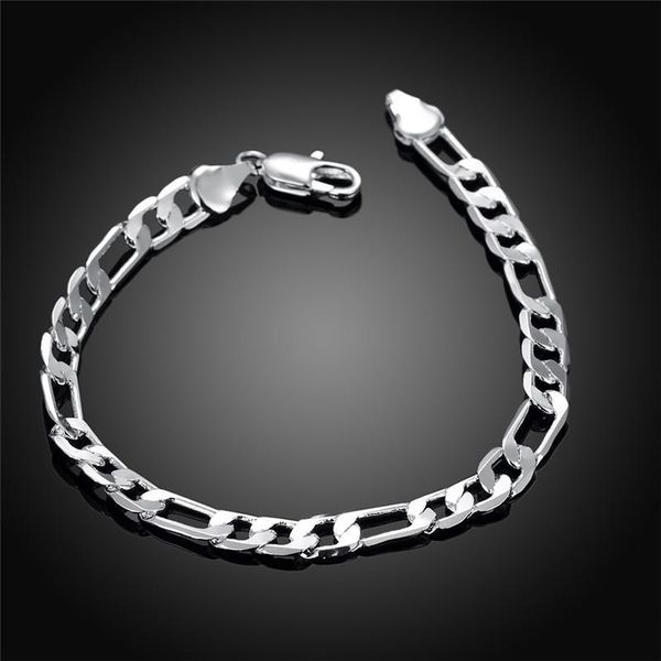 

beautiful elegant wedding women men silver color 6mm chain bracelet fashion classic jewelry h219 wholesale h bbyxap, Black