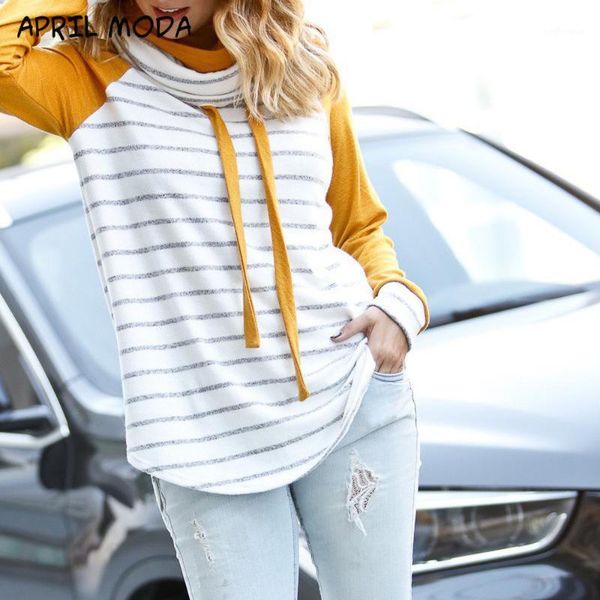 

womail sweatshirts winter women casual striped stitching sweatshirts fashion high collar lace sweatshirt pullover1, Black