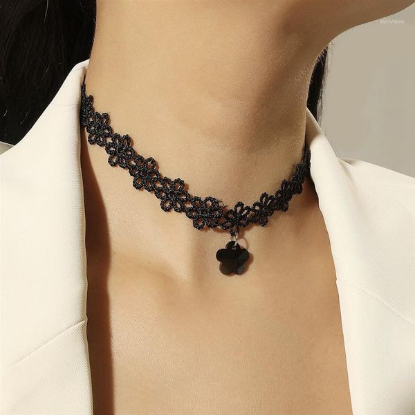 

black lace choker simple flower decorative lace necklace gifts for women adjustable girls daily wearing jewelry accessories1, Golden;silver