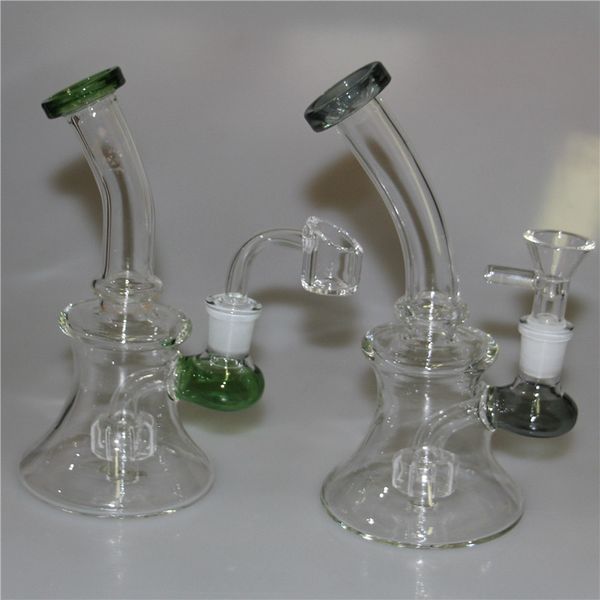 Glasbong Shisha Wasserpfeifen Becher Recycler Bongs Dab Rig Ölbrenner Aschefänger Bubbler 14 mm Schüssel Quarz Banger