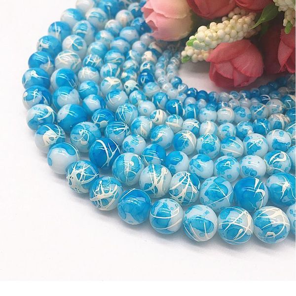 

wholesale 4/6/8/10mm pull white silk glass beads loose spacer beads painted charm for jewellery making diy bracelet&neck jllgmi