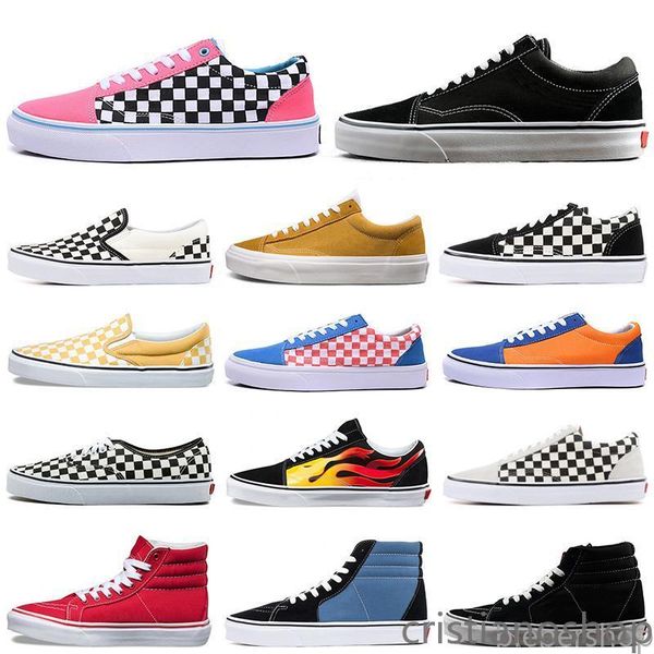 

designer shoes old skool fear of god men women canvas sneakers triple black white yacht club checkerboard loafers casual cr