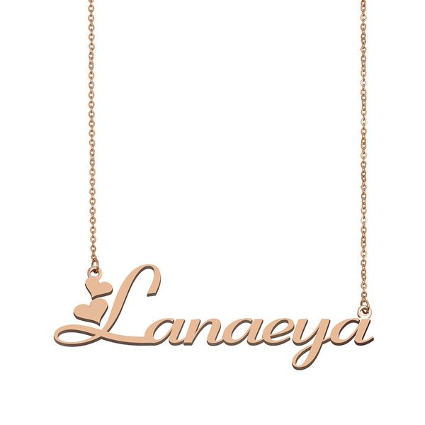 

lanaeya name necklaces pendant custom personalized for women girls children friends mothers gifts 18k gold plated stainless steel, Silver