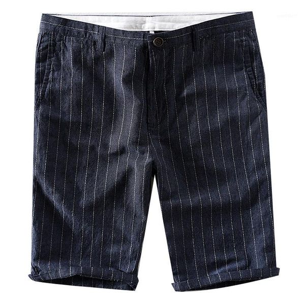 

summer men's 100% linen shorts stripe beach pants loose youth casual 5-point pants short trousers men bermuda 30-40 75031, White;black