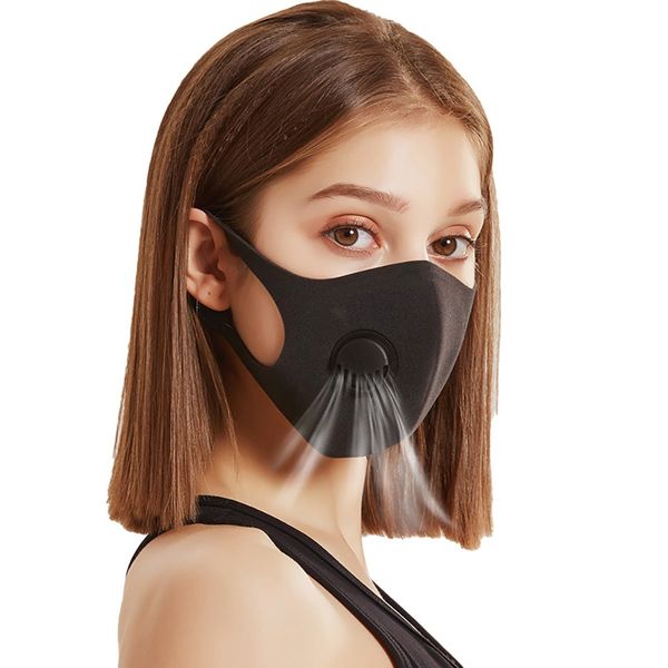 

black valve mouth mask reuseable washable face mask protective anti pollution man woman breathable mask masques