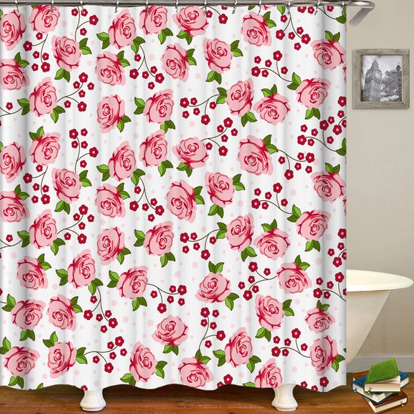 

cactus shower curtain floral waterproof bath curtains for bathroom bathtub bathing cover large wide 12pcs hooks kurteno de banoj