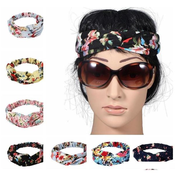 

twist turban floral headband prints for women stretch hairbands sport headbands yoga headwrap bandana girls hair accessories kka2680 blmhs, Silver