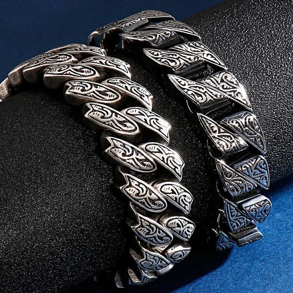 

heavy stainless steel bracelet for men vintage pattern mens chain bracelets 2020 massive male jewelry accessories dropshipping, Golden;silver