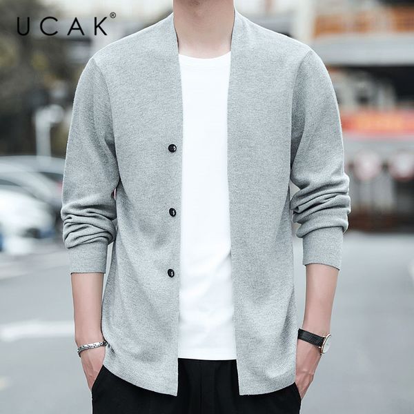 

ucak brand men's turn-down collar wool fake two sweaters clothing new autumn classic streetwear pullover homme clothes u1005, White;black