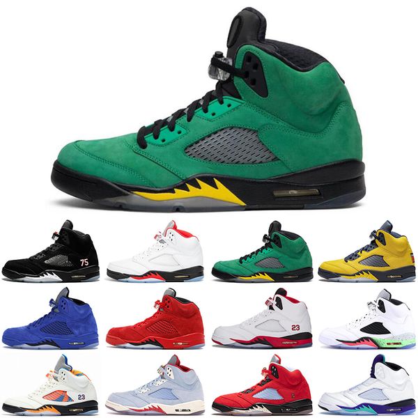 

jumpman 5 5s men basketball shoes fire red michigan black white pro star white cement mens trainers sports sneakers size 7-13