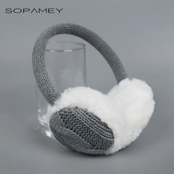 

ear muffs fashion winter earmuffs women's warm cover knitted plush earwarmers girl faux fur, Blue;gray