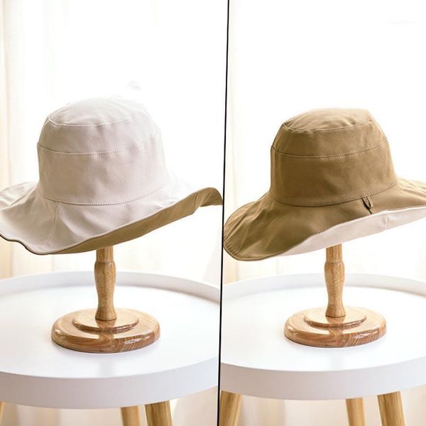 

summer sun hats for women foldable double sided sun hat bucket hats beach anti-ultraviolet wide brim hat1, Blue;gray