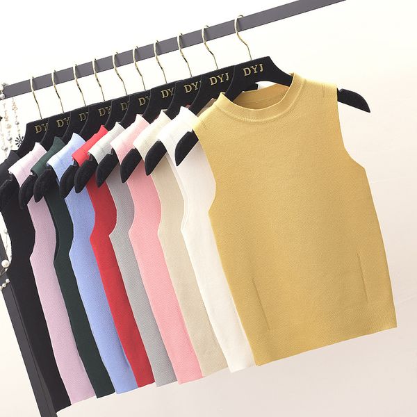 

simple women's t-shirts, knit tights, no sleeves, basic, lisa