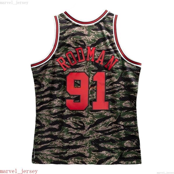 Dennis Rodman Tiger Camo Costom 1997-98 Jersey Swingman XS-6xl Mens Retornos de Basquete Jerseys Mulheres