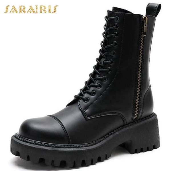 

2021 brand design ins trendy cool motorcycle boots women shoes skidproof comfy zipper leather luxury booties ladies, Black