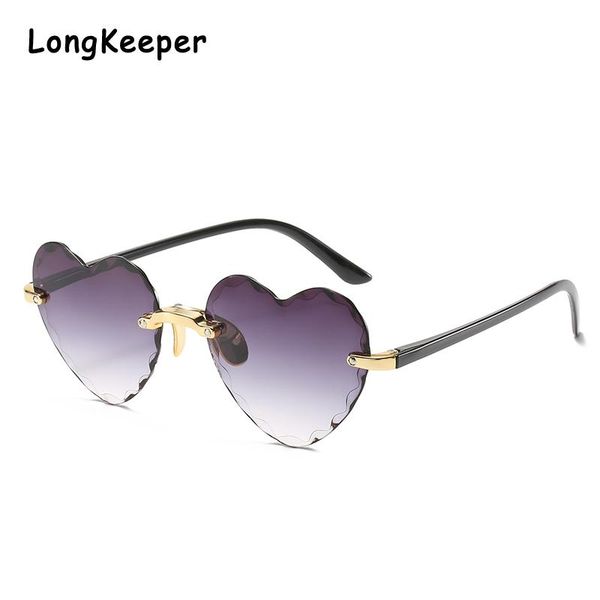 

rimless heart sunglasses women fashion sun glasses cute ladies gradient sunglasses party lunette soleil homme, White;black