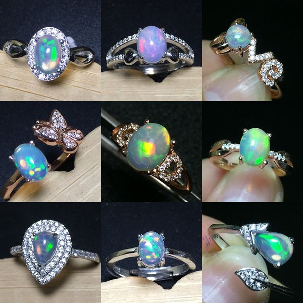 

women [meibapj 16 styles natural opal gemstone fashion ring for real 925 sterling silver charm fine jewelry