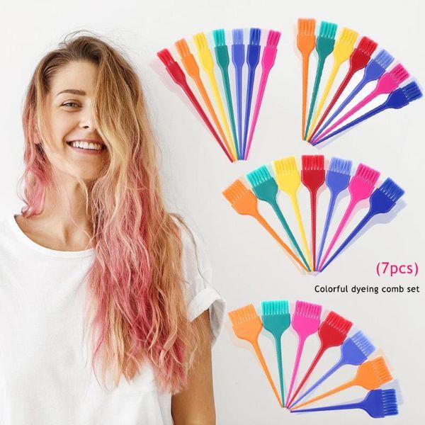 

7pcs professional colorful hair dye brushes kit coloring hairdressing hair dyeing brush hair styling coloring dyeing tools tsetltw