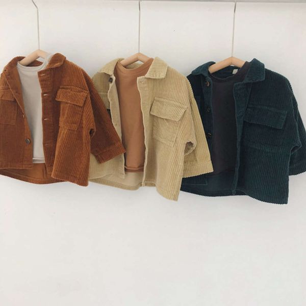 

autumn new korean striped work 2020 cardigan simple literature children's corduroy et 9usg, Black