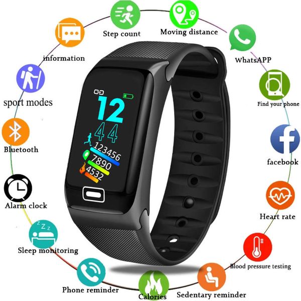 

waterproof watch, smart sport watch with heart rate blood prsure control and blu