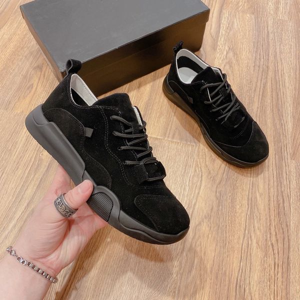 

2020 latest style suede leather side pattern casual shoes sneakers fashionable and comfortable breathable size 38-44, Black