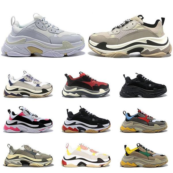 

2021 platform designer paris 17fw triple s flat casual shoes mens womens triple beige black vintage old luxury sneakers trainers size 36-45, White;red