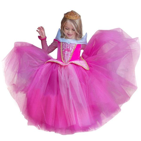 

halloween cosplay girls dress disguise sleeping beauty costumes carnival party ball gown fancy dresses 4-10 yrs, Red;yellow