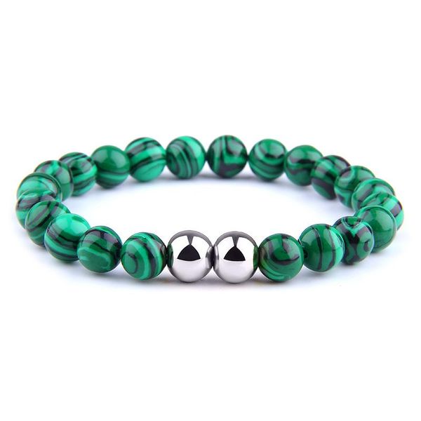 

azurite malachite beads bracelets for couples dumb black grind stone bracelet elastic energy bangles stainless steel bracelets