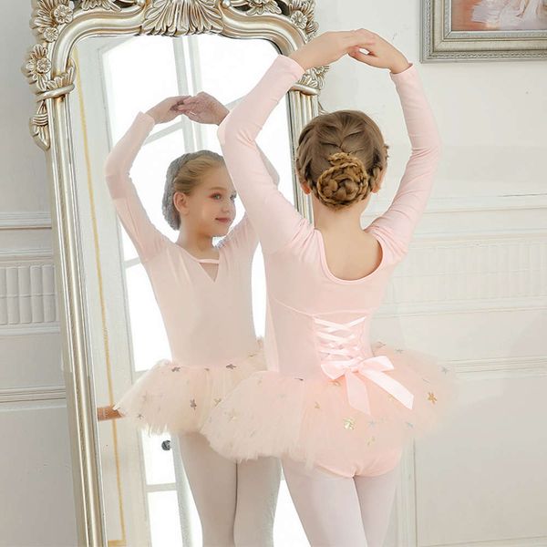 

autumn and winter girls' long sve children's dance ballet skirt training drs, Blue