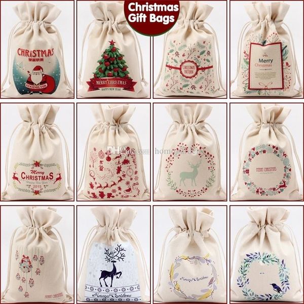 

christmas factoryxinwpure dhl gift in cotton bag stockcanvas drawstring sack bags 12 stypes with xmas santa desi