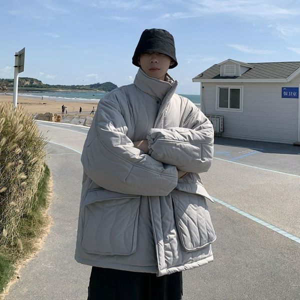 

2021 new men's oversized warm parkas winter new woman korean streetwear casual coats man fashion clothing e7t8, Black