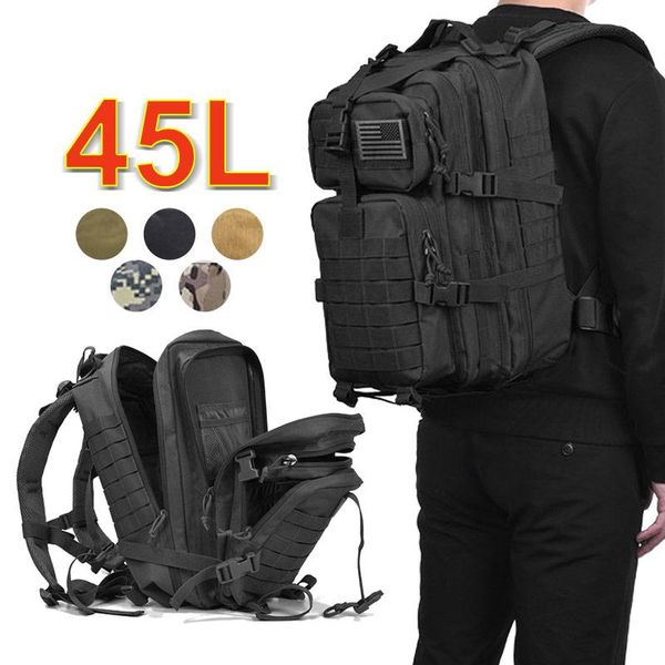 

50l tactical assault backpack army waterproof bug travel bag large rucksack 3d outdoor hiking camping hunting men bags