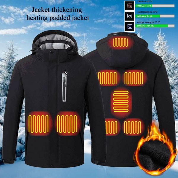 

smart heated jacket outdoor warm washable men heating jacket vest winter cloth camping hiking warm hunting sport m-5xl, Black