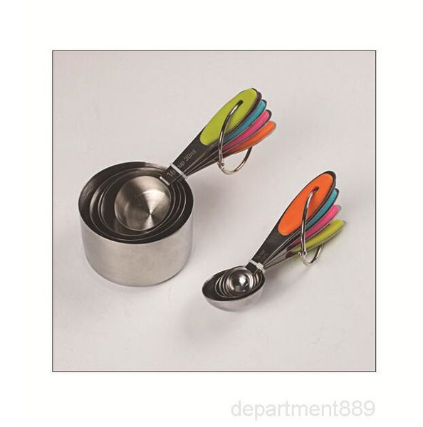 

moulds stainless steel baking measuring cups spoons set kitchen tools with handle grip bakeware 10 pieces owe937
