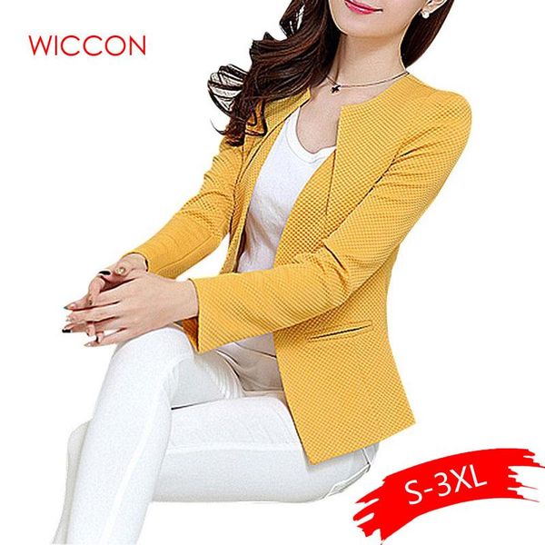 

women short blazer spring autumn slim coat 2020 plus size casual long sleeve one button suit lady blazers work wear top, White;black