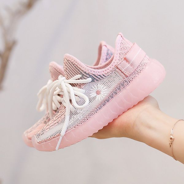 

children comfortable toddler kids sports for girls mesh sneakers baby casual flower shoes, Black