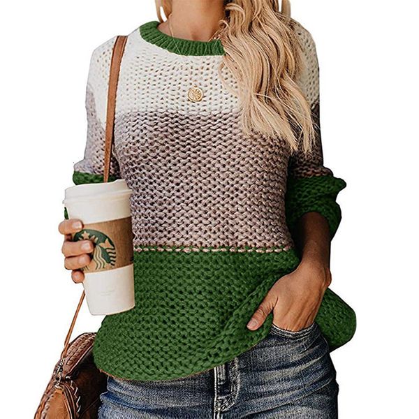 

new women's o neck pullover knitted sweater women autumn spring fashion clothes large size long sleeve female 2021 nxlv, White