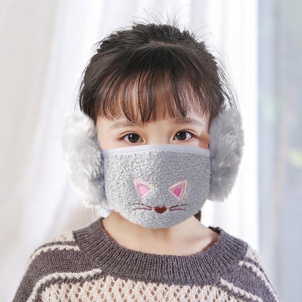 

1pc winter cotton mask for face kids fashion warm thicken reusable washable black kids breathable face mask flag bandana scarf, Blue;gray