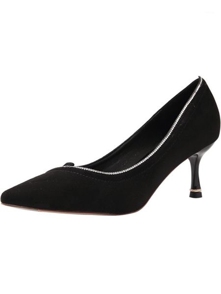 

shoes women 2020 tide shoes french girls high heels women pointed toe with wild net red professional single1, Black