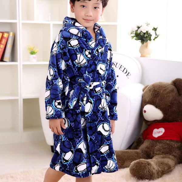 

2020 spring winter cartoon kids robes fleece girls hooded bath-gowns children's bathrobe warm flannel nightgowns for boys y200704, Blue;red