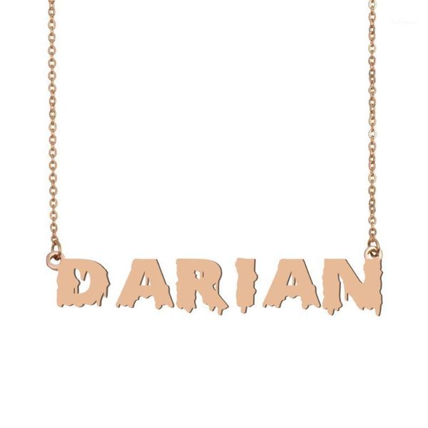

darian name necklace , cool bloody art name necklace for halloween and santa's day jewelry gift for kids boys girls1, Silver