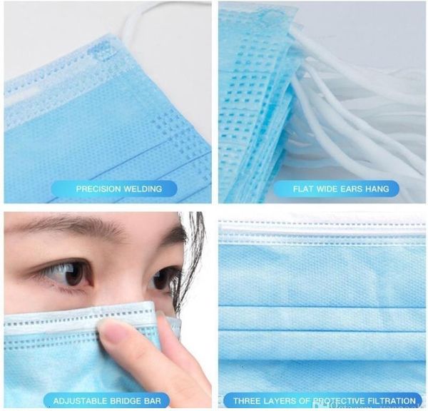 

non shipping 3-ply dhl woven disposable 3 layers earloop anti-dust face mouth masks kid mask 2020 houtletcuc3