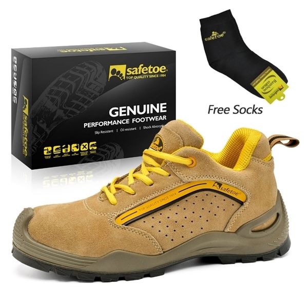 

safetoe casual breathable leather shoes men, s3 women light weight work safety boots with steel toe cap y200915, Black;brown