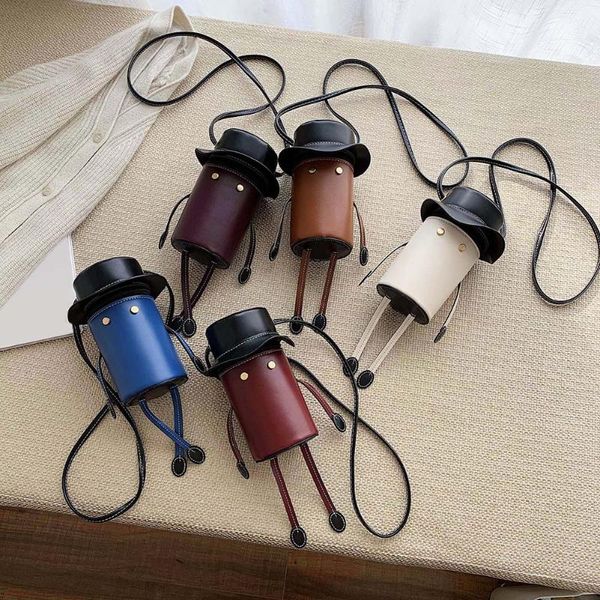 

mini retro women pu leather crossbody cartoon shaped pouch handbag fashion creative girl small shoulder bucket bags