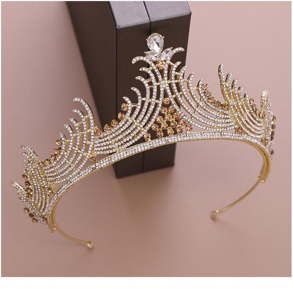 

ailibreide crystal crown gold bridal tiaras и crowns для свадьбы королева пагерская голова ювелирные изделия аксессуары для волос свадебные, Slivery;golden